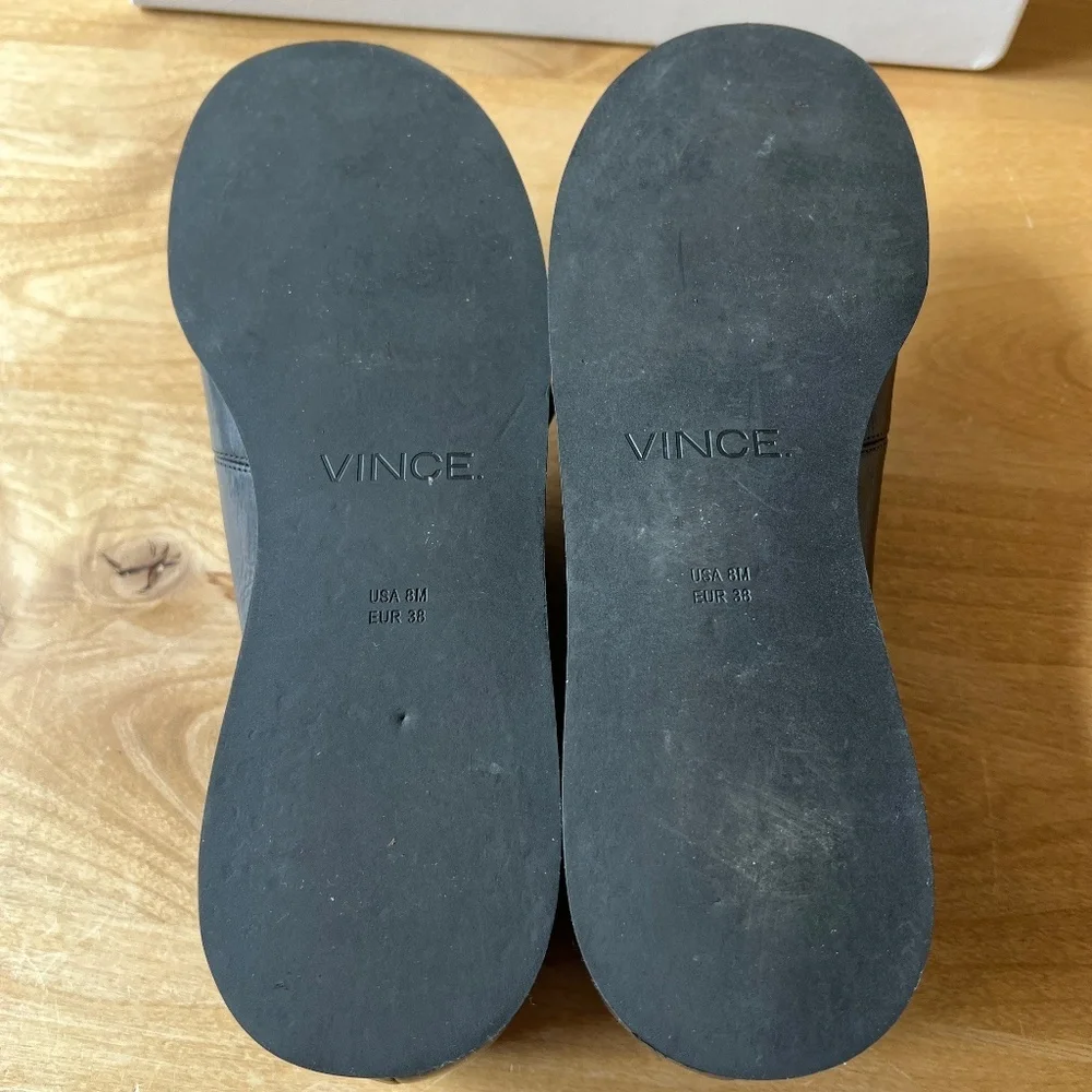 Vince Black Open-Toe Leather Loafers - Picture 9 of 10